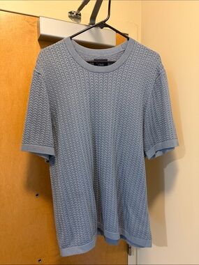 Abercrombie & Fitch Light Blue Short-Sleeve Textured Knit Tee